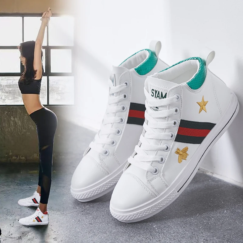

2021 Autumn And Winter New Classic White Shoes Casual Women's Shoes Sports Shoes Korean Embroidered High-Top Student Flat Shoes