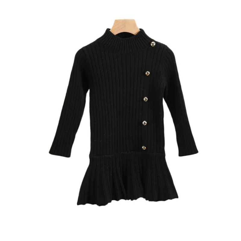 Длинное платье-свитер для девочек Осень-зима 2019 новое однотонное Плиссированное