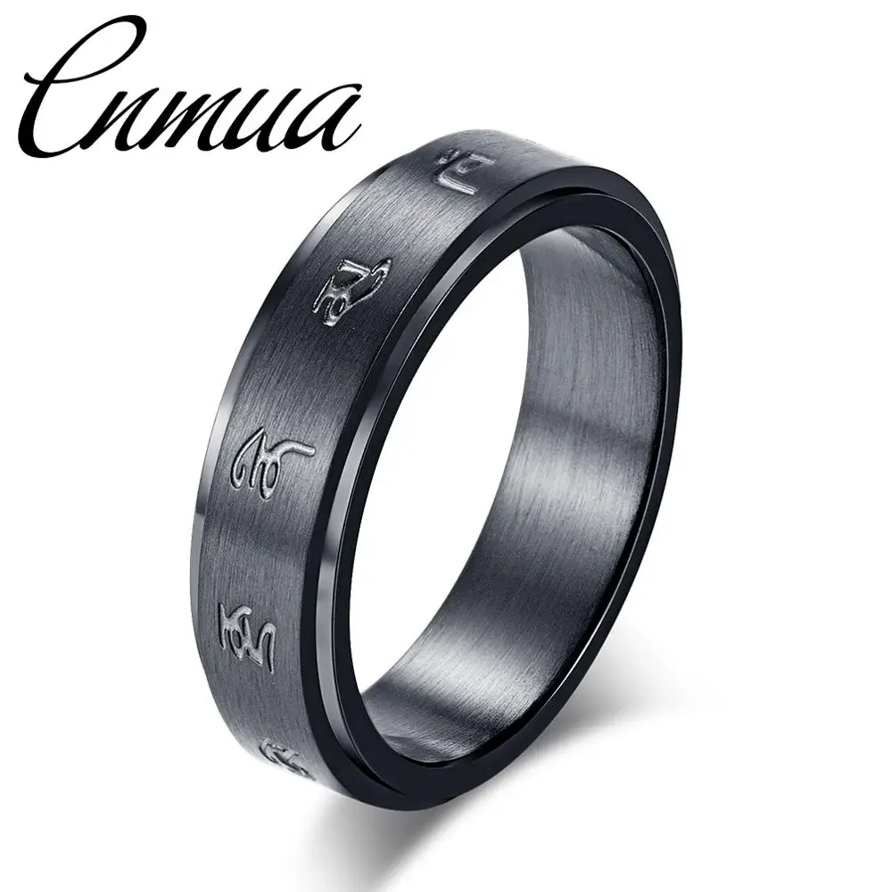 2019 новые буддийские черные Фортуны мантра титановые стальные кольца религиозная