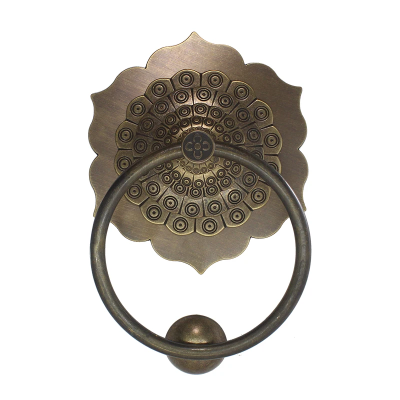 

Archaize knocker old-fashioned door handle pure copper pull ring retro round wooden courtyard