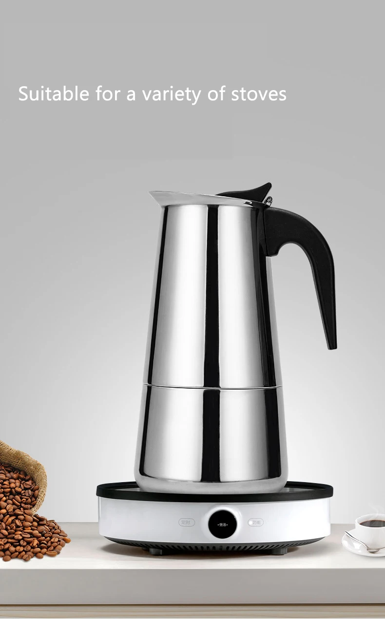 Портативный Эспрессо кофеварка Moka горшок из нержавеющей стали кофейник чайник горшок для Pro Barista 2 чашки/4 чашки/6 чашки/9 чашки/12 чашки