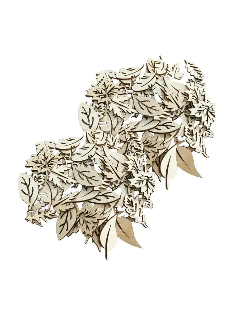 100 шт поделки своими руками деревянные чипсы в форме листа смешанные украшения