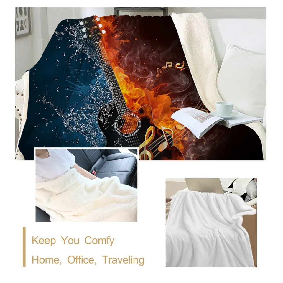 Одеяло BeddingOutlet из шерпы и огня мягкое плюшевое пледовое одеяло для гитары