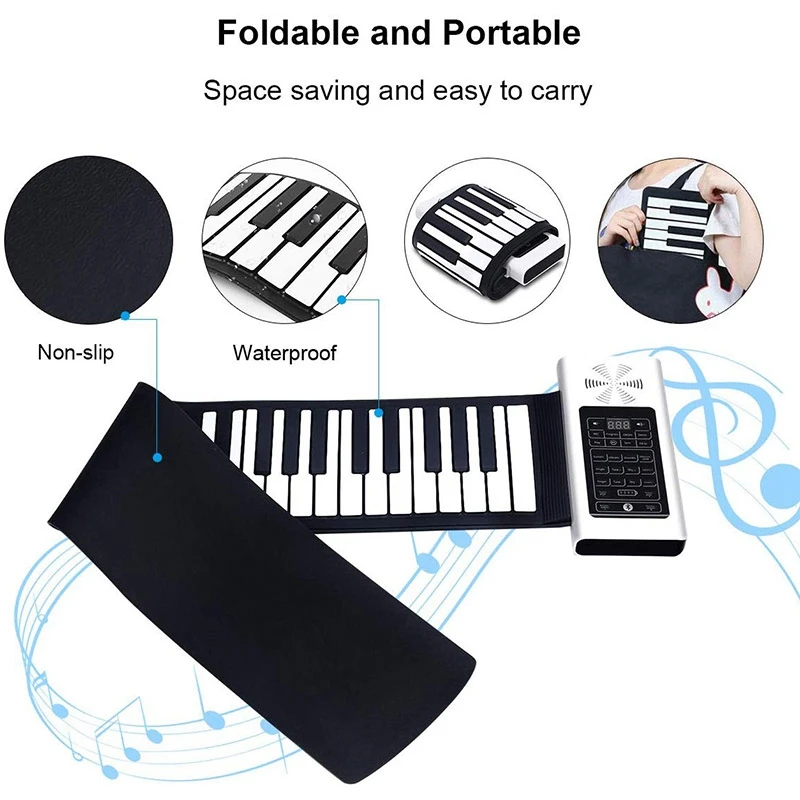 Electric Roll Up Piano Portable Foldable 61 Keys Electronic Music Keyboard Battery or USB Powered with Louder Speaker EU P | Спорт и