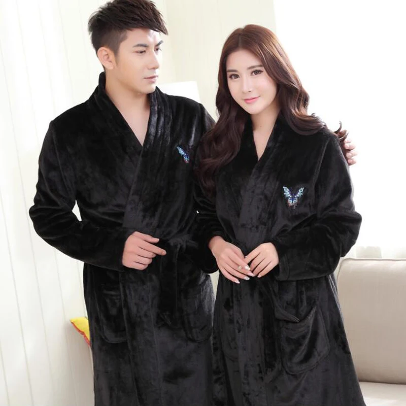 Зимние теплые банные халаты из кораллового флиса кимоно фланелевый длинный