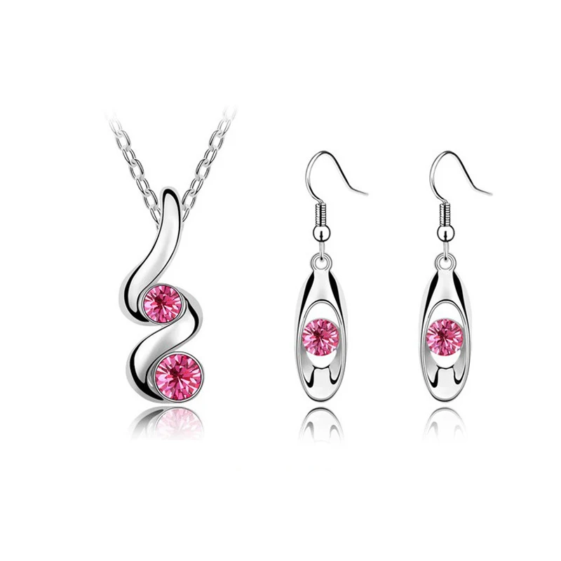 

Fashion Jewelry woman single crystal pendant necklace jewelry + earrings jewelry set