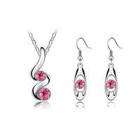 fashion jewelry woman single crystal pendant necklace jewelry earrings jewelry set