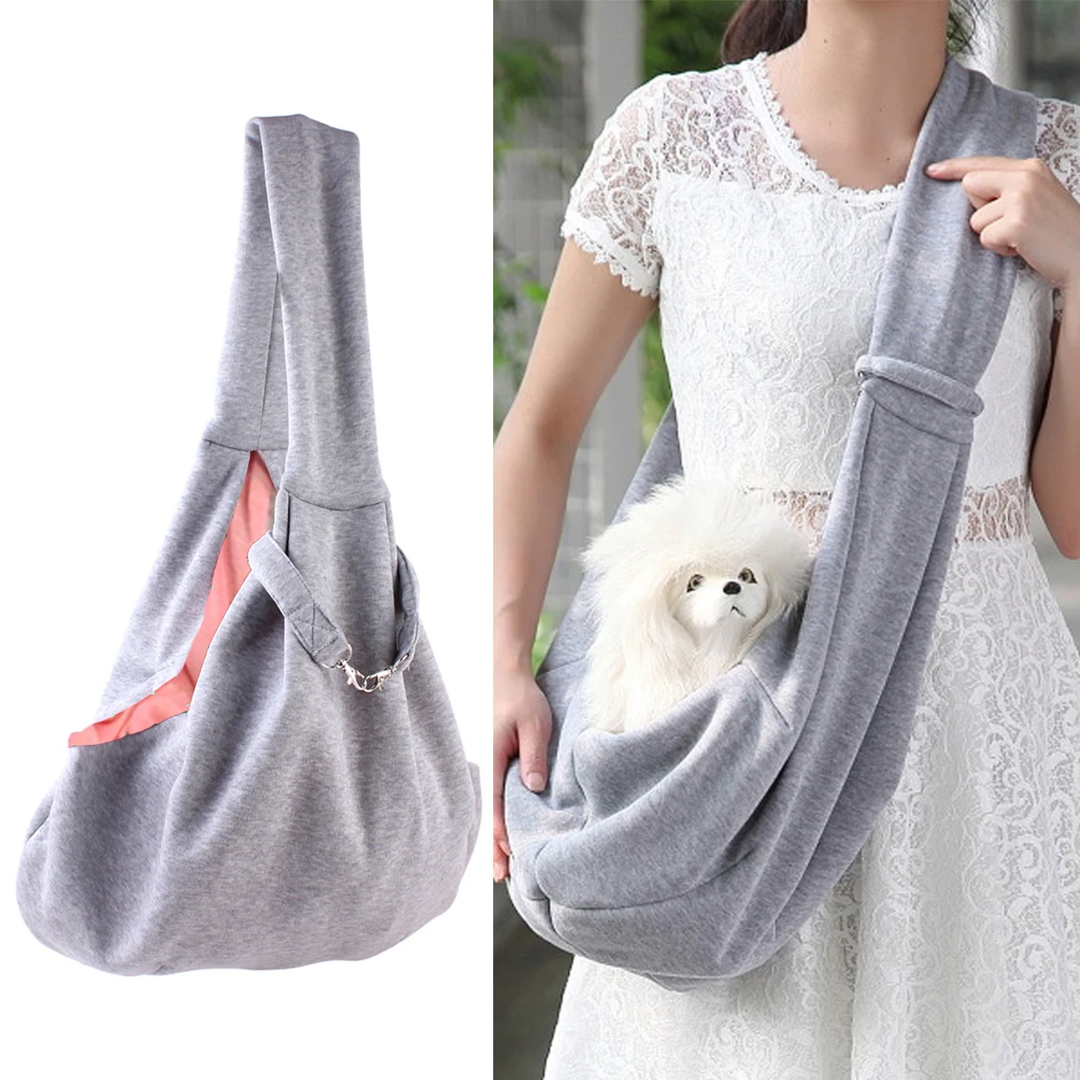 

Dog Bag Pet Sling Carrier Bag Reversible Hand-Free Travel Bag for Small & Medium Dog with Adjustable & Safety Strap