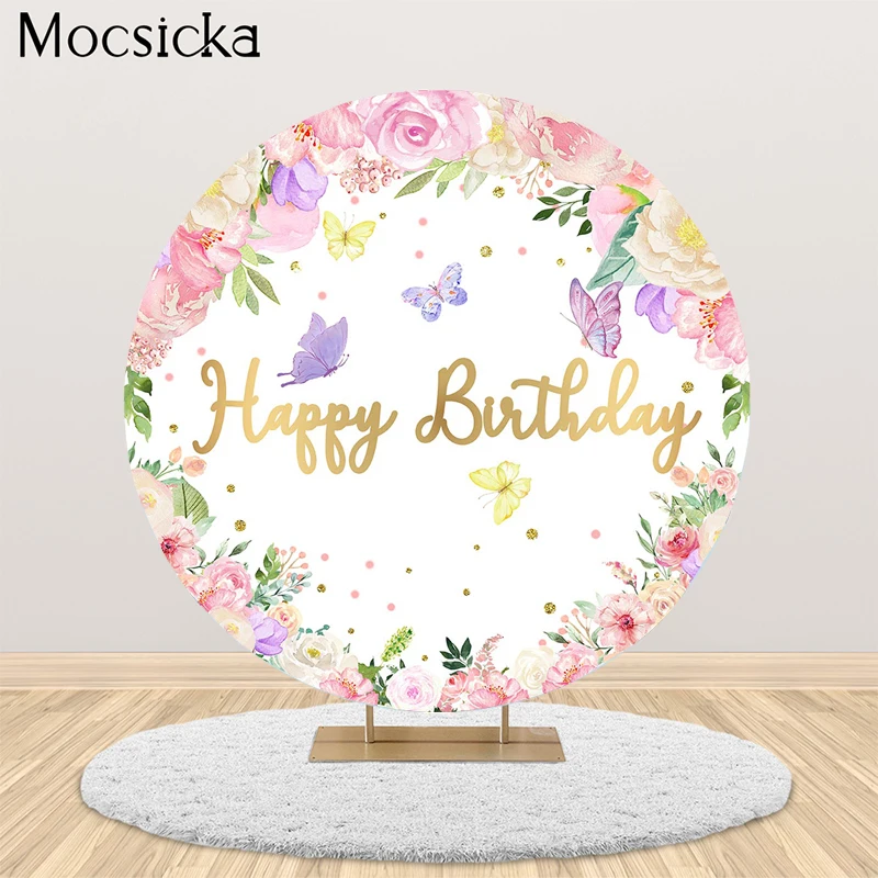 

MOCSICKA День Рождения Вечеринка круглый фон детский душ круг торт украшение стола фото реквизит фон для студийной будки