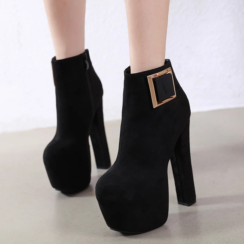 2019 женские пикантные роскошные ботинки на платформе 7 см с металлическим