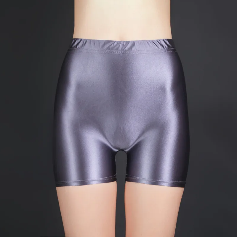 

Sexy Women Candy Color Safety Shorts Pants Oil Gloosy Seamless High Waist Panties Shiny Bottom Wear Plus Size Sexy F25