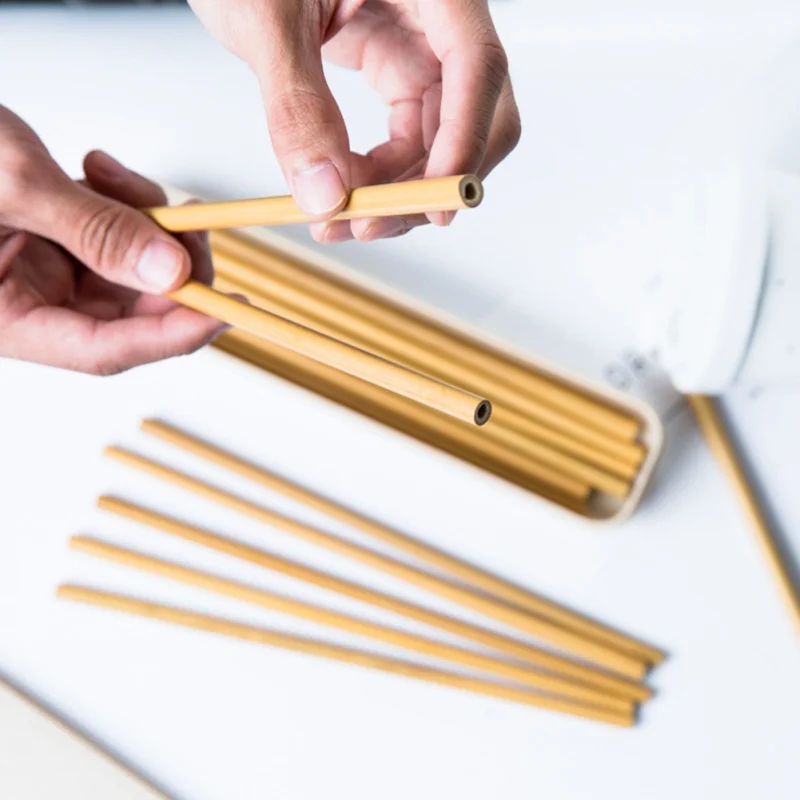 

12Pcs/set Natural Bamboo Straws Environmentally Friendly Household Straws Drinking Utensils Home Kitchen Drinkware Bar Tool