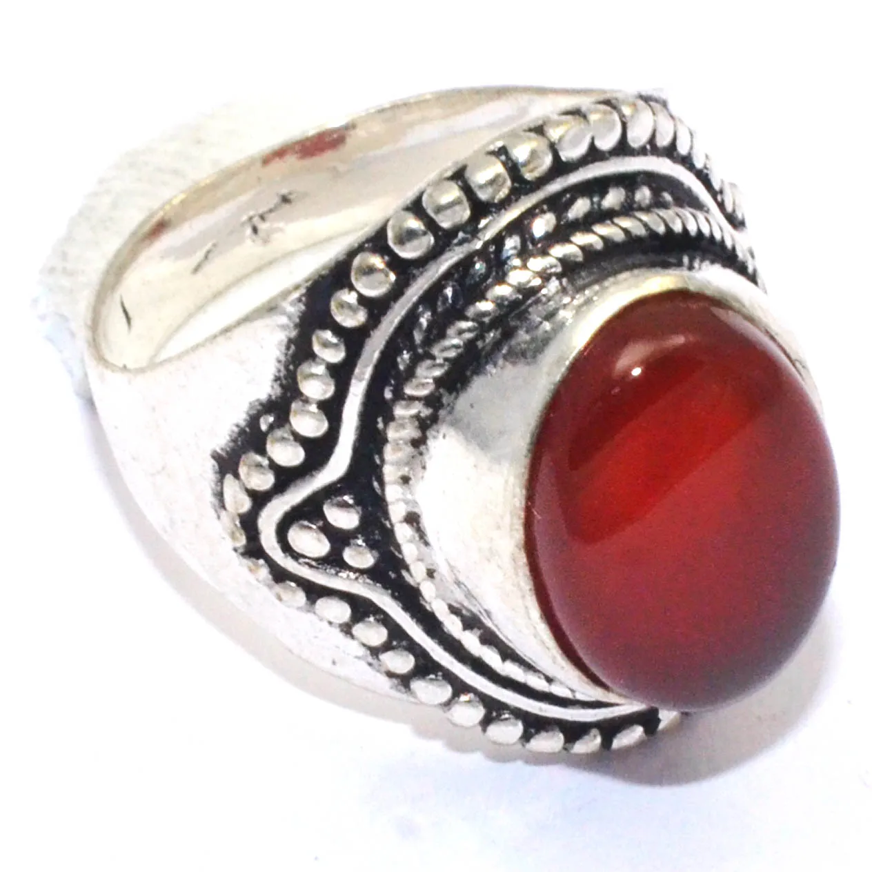 

Genuine Carnelian Ring Silver Overlay over Copper, USA Size : 8 , R7424