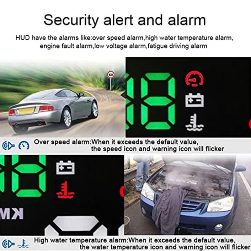 

Safety Plug and Play 5.5 Inch Premium Car Head Up Display Compatible with Universal HUD OBD Multi Color Design E300 OBD2