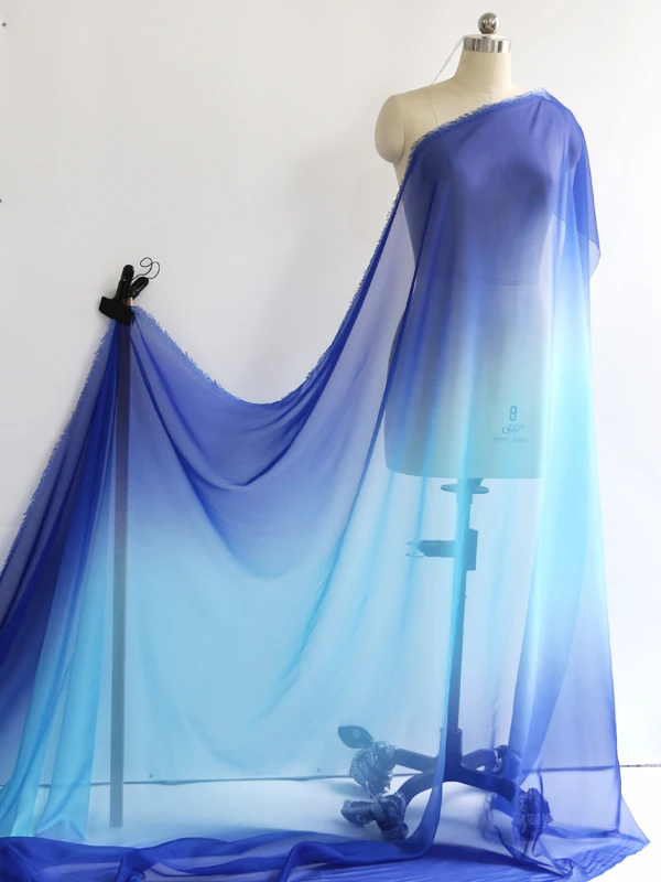 1 метр X 48 м тонкий 30D Омбре шифоновая ткань мягкий танцевальный шарф Hanfu марлевый