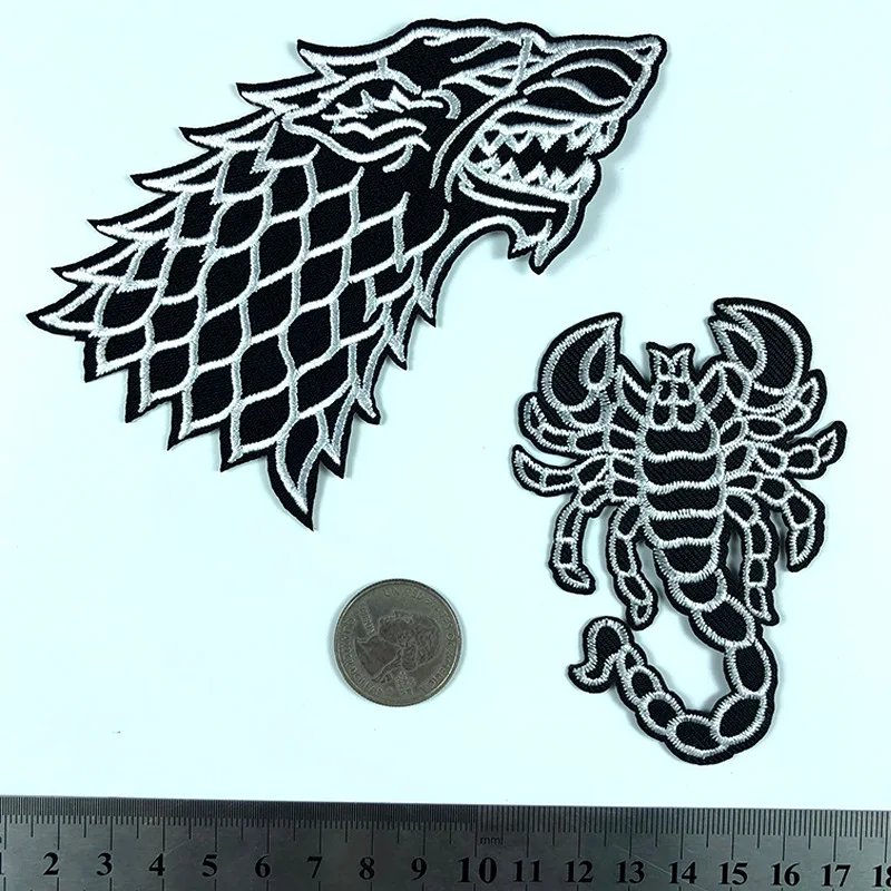 

10pcs/lot Anime Embroidery Patch Wolf Dog Scorpion Animal Clothing Decoration Sewing Accessories Diy Iron Heat Transfer Applique