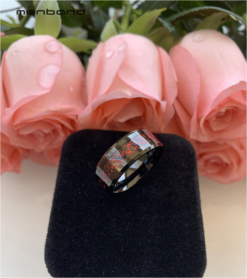 Мужские и женские обручальные кольца черное вольфрамовое кольцо с красным