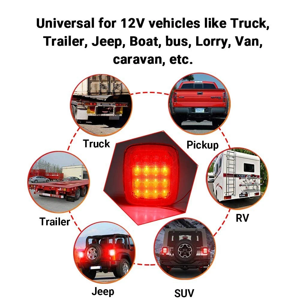 LED Rear Light Stop Tail Reverse Running Brake License for Jeep Wrangler TJ CJ YJ JK Truck Trailer Boat light | Автомобили и