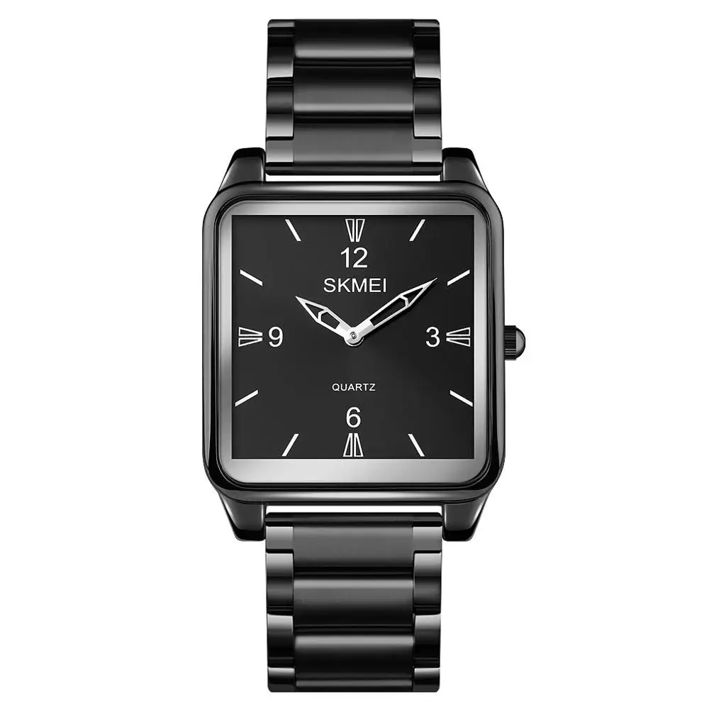 

SKMEI 2020 Retro Square Fashion Watch For Men Golden Case Black Leather Belt Waterproof Classic Quartz Wristwatch Female Relogio