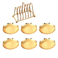 1set artistic food plate snacks dessert tray iron durable dinner plate golden