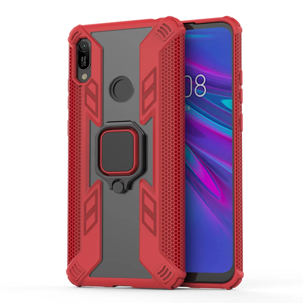 For Huawei Y6 2019 Dual Layer Magnetic Ring Armor Case Shockproof Impact Protective Back Kickstand Hard Luxury Cover | Мобильные