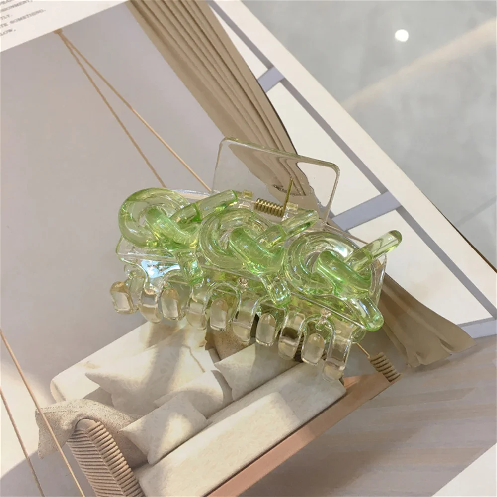 

Acrylic Hair Claw Geometric Hairpin Candy Color Knotted Decorative Hair Clip Resin Chain Catch Clip Hair Clamp Hair Accessories