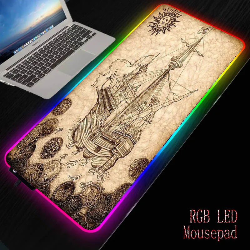 MRGBEST корабль Карта Коврик для мыши игровой коврик RGB компьютер большой XXL Аниме