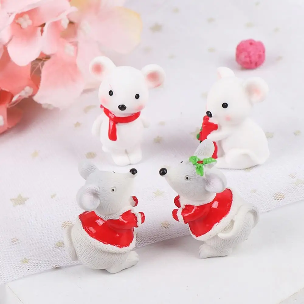Милый Рождественский белый снег медведи мышь из зодиака крыса микро пейзаж мини