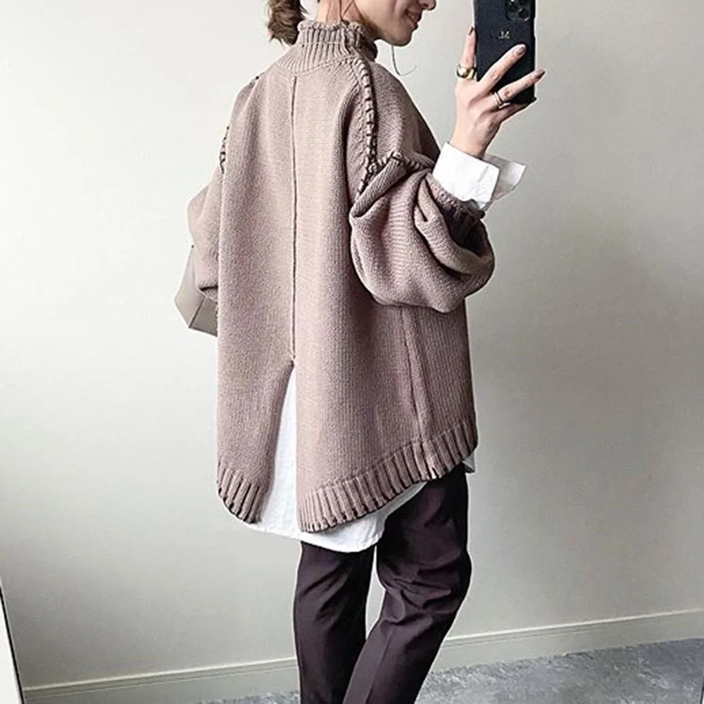 Свитер женский повседневный Свободный пуловер с длинным рукавом в японском и