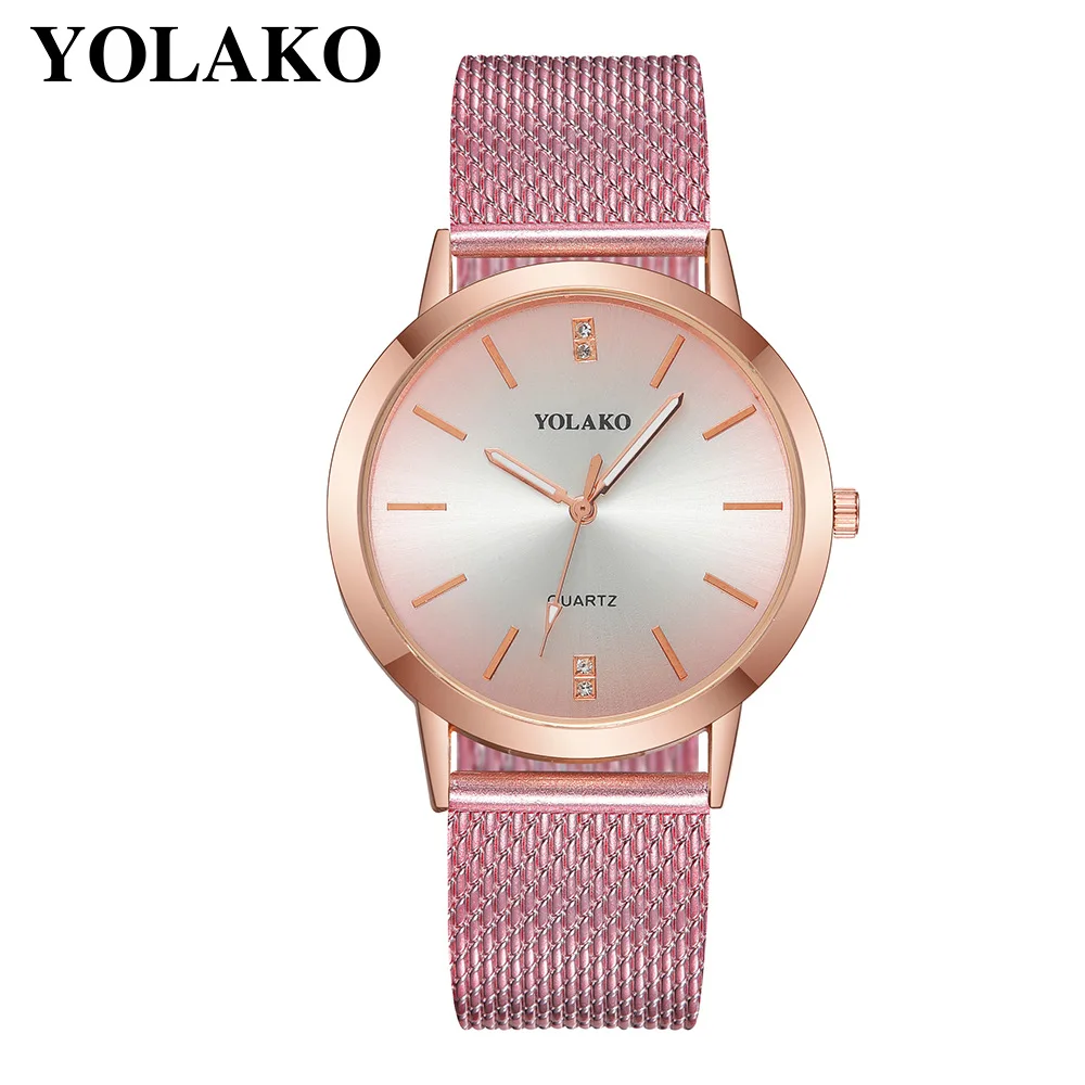 YOLAKO Luxury Brand Ladies Watch Simple Dial Watch Alloy Dial Quartz Watch Rubber Strap Relogio Feminino Clock