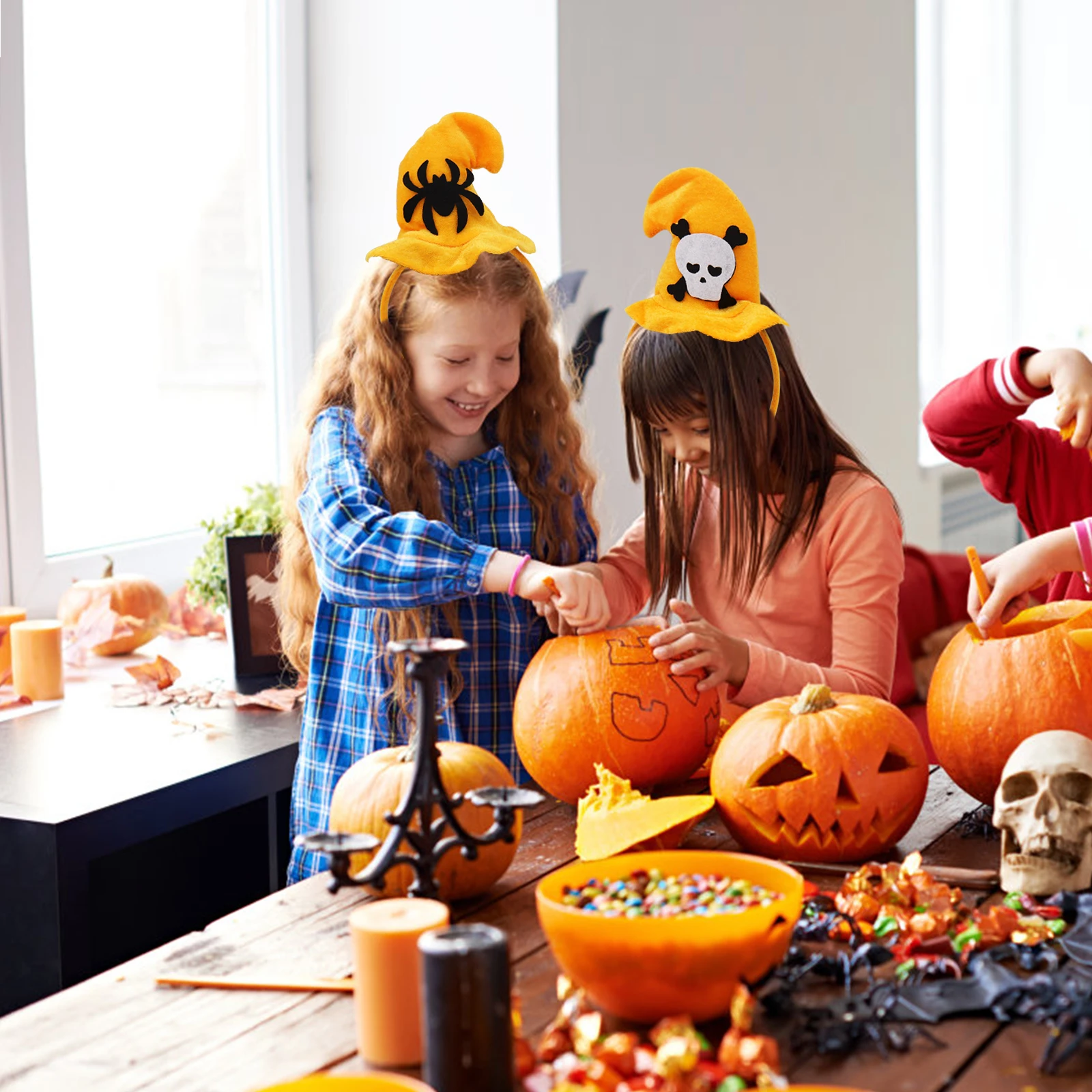 1 шт. милые повязки для волос на Хэллоуин скелеты летучие мыши крылья тыква