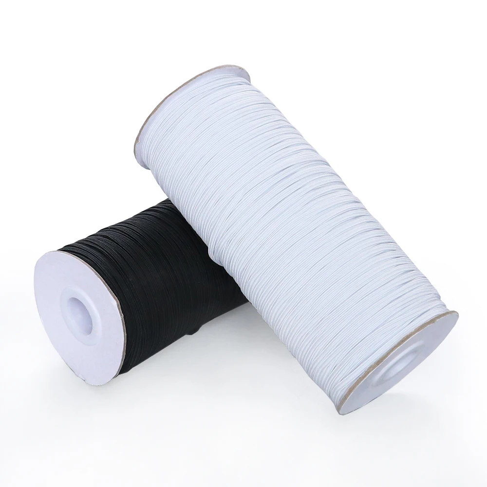 Резинка для маски эластичная лента из полиэстера 3 мм белый и черный цвета