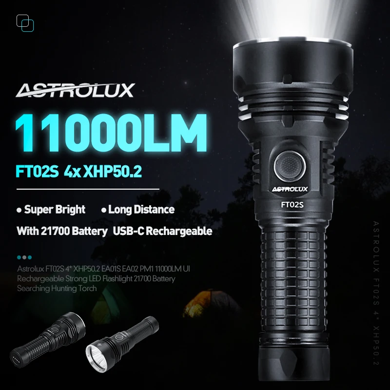 Astrolux EA02 FT02S 4 * XHP50.2 11000LM светодиодный фонарик с 21700 батареей UI перезаряжаемый супер