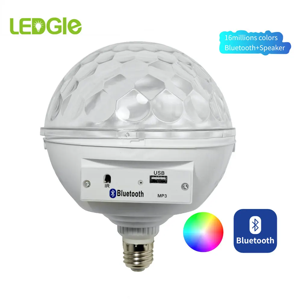 LEDGLE 9 Вт E27 вечерние светильник лампа RGB Изменение цвета вращающиеся диско шар