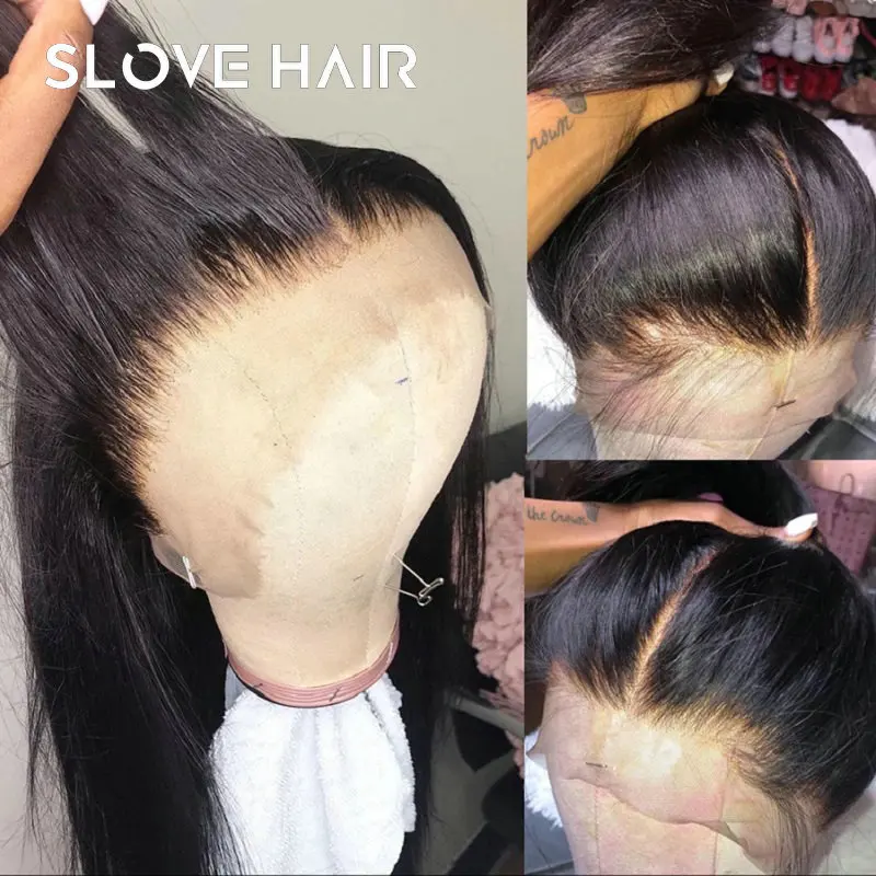 200% Плотность 13*4 кружевной передний парик из человеческих волос для женщин черные