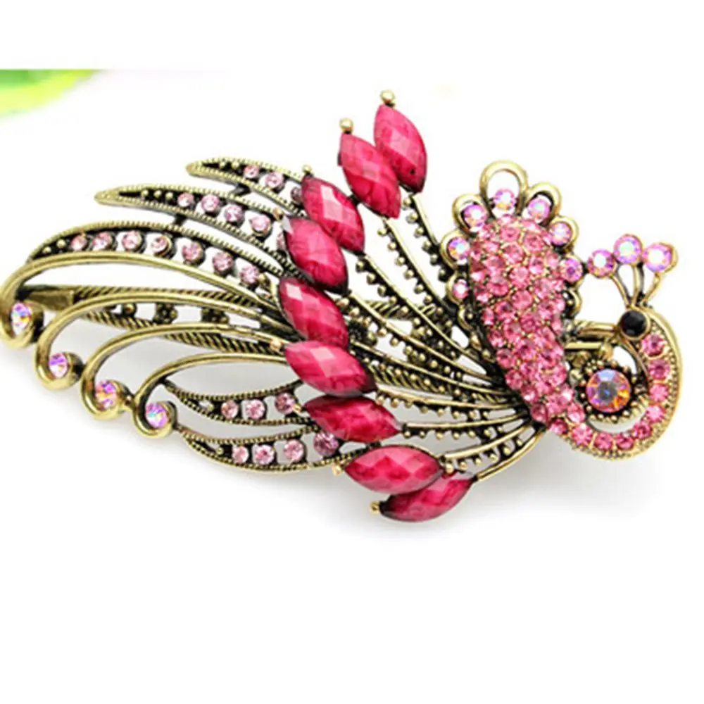 1 шт. милые Винтажные заколки для волос с кристаллами павлина в стиле пончика