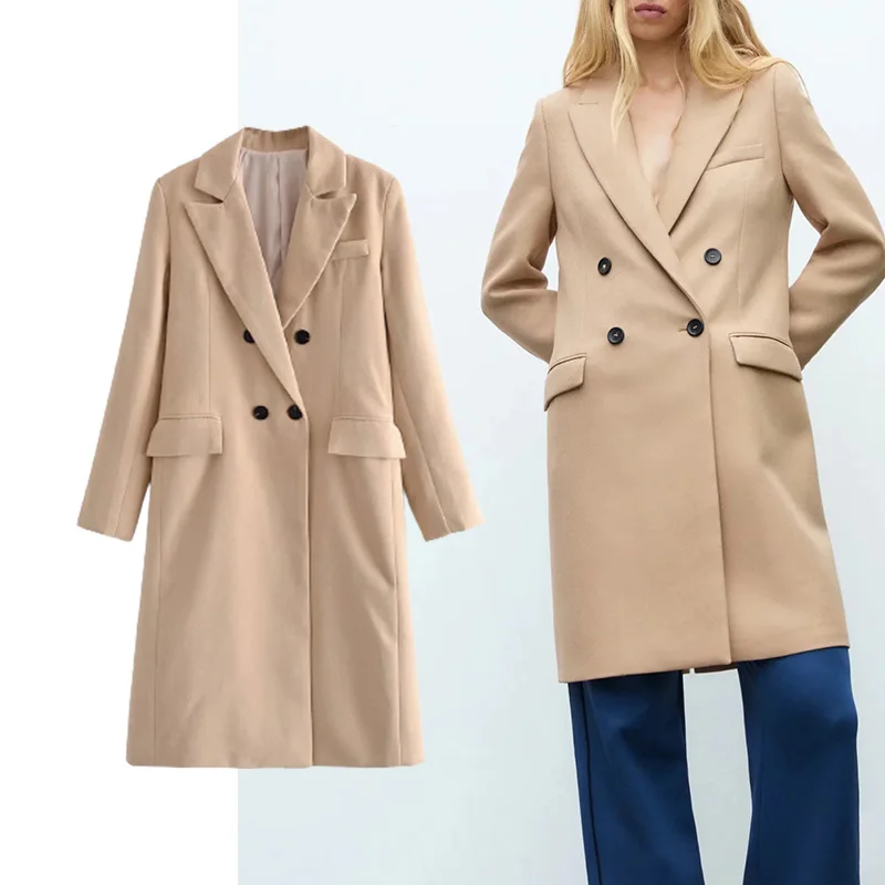 

Женское шерстяное пальто в стиле унисекс, с длинным рукавом