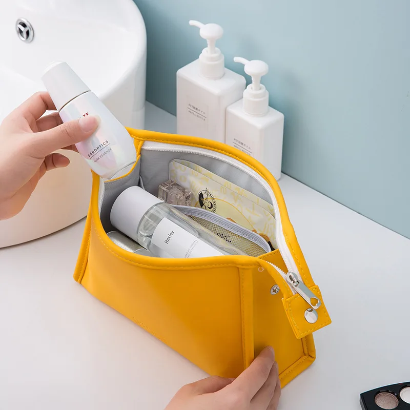 

New Pu Cosmetic Bag Waterproof Fashion Women Travel Wash Storage Multifunction Makeup Bags Candy Colors Toiletry Bag