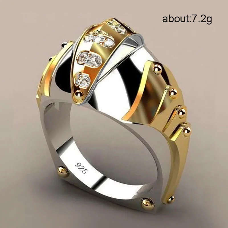 

Punk Male Female White Round Crystal Ring Luxury Gold Silver Color Wedding Jewelry Vintage Bride Engagement Rings For Women Men