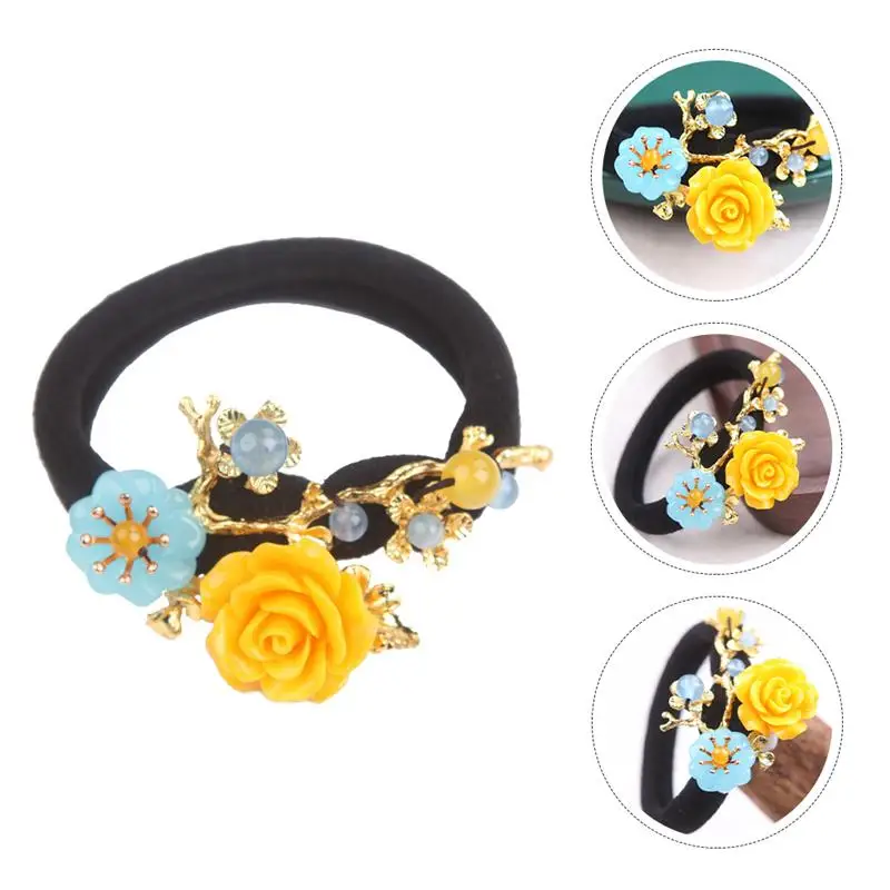 

1pc Jade Vintage Creative Flower Hair Rope Hair Tie Ponytail Holder Hair Band for Girl