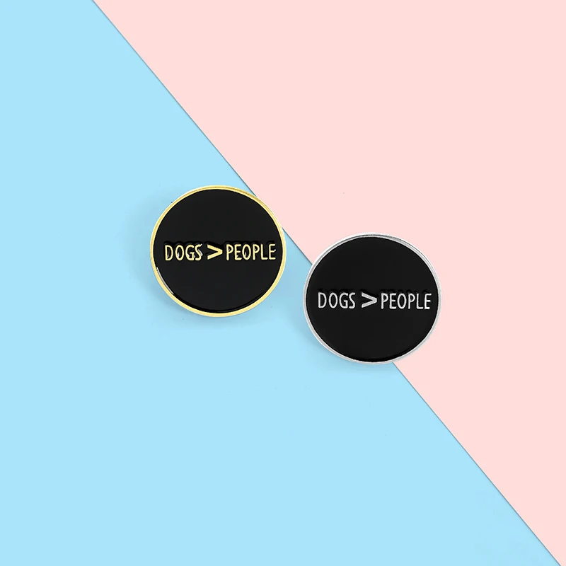 Круглые черные золотые серебряные броши булавка на воротник рюкзак я люблю собак