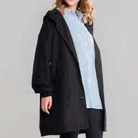 2021 women new trench coat solid color hooded long sleeve single breasted autumn 2021 fashion casual loose western style