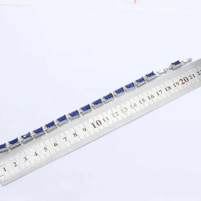 Женский комплект свадебных украшений с голубым сапфиром белый топаз из