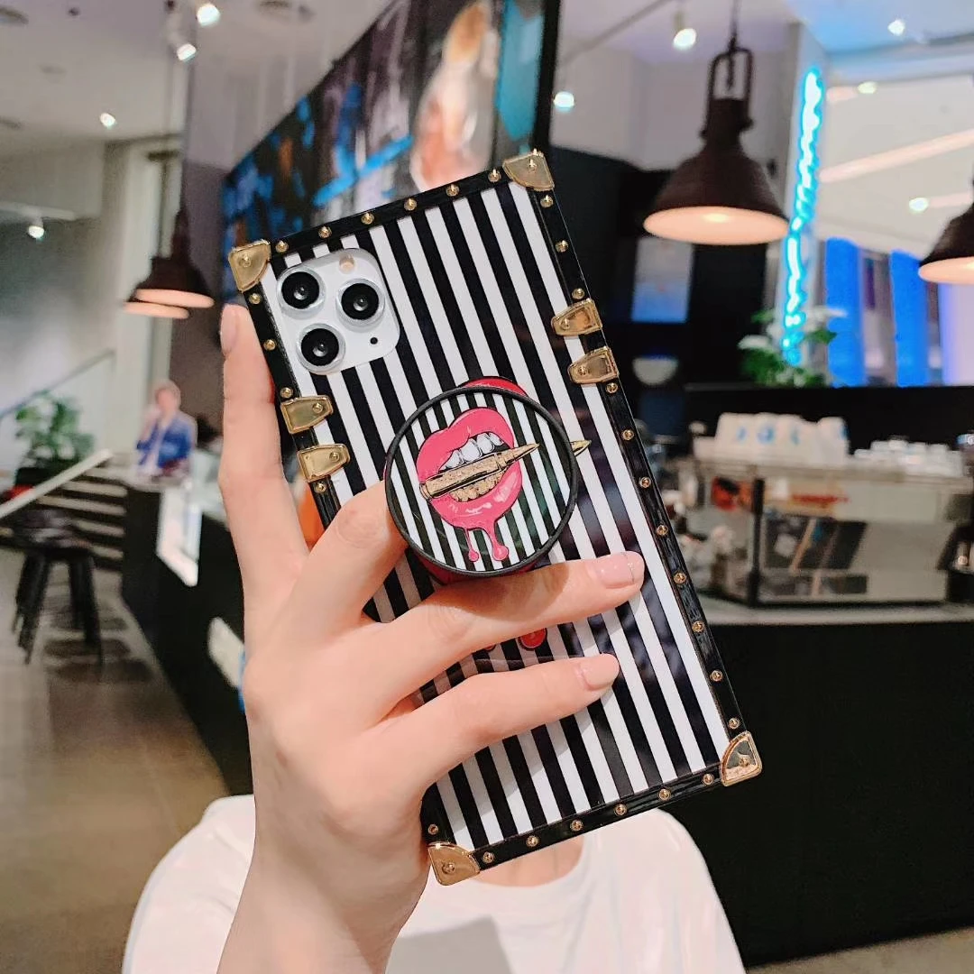 Роскошный чехол с квадратными металлическими заклепками для Samsung S8 S9 Plus Note 8 9