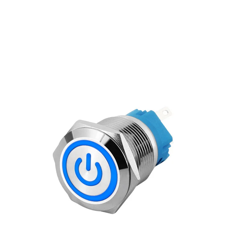 Водонепроницаемый металлический кнопочный переключатель, 16 мм, Стандартный Выключатель питания автомобильного двигателя, 6 в, 12 В, 24 В, 220 В, металлический переключатель