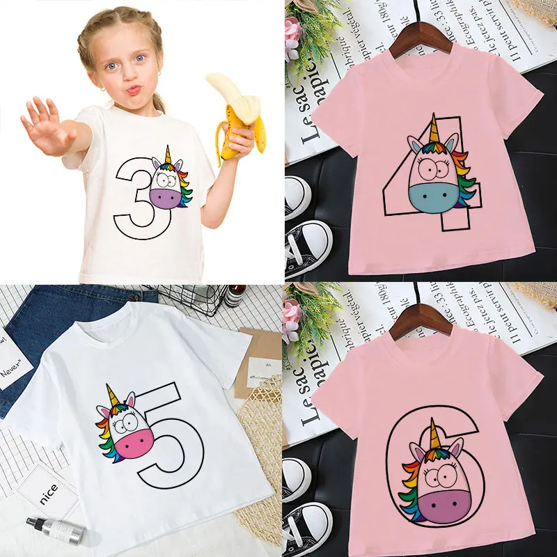 Летняя футболка унисекс 2021 с единорогом для мальчиков и девочек на день рождения