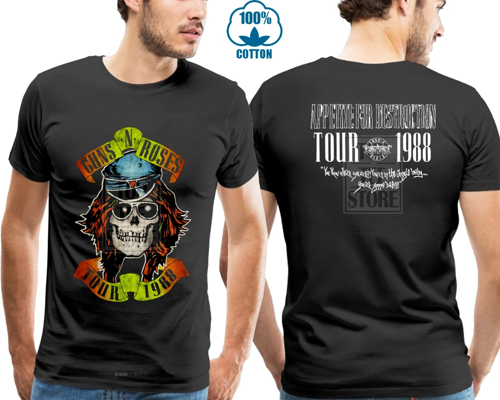 Guns N Roses аппетит Тур 1988 футболка лицензированный Новый взрослый черный