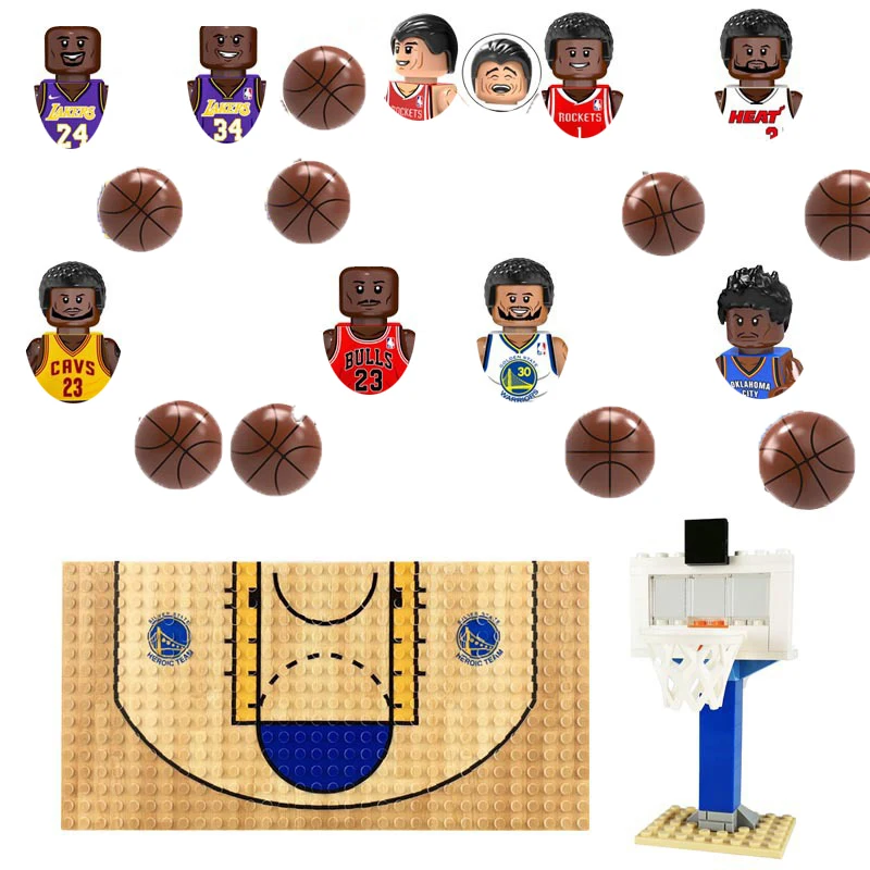 Brand new sports basketball star series assembled building block doll toy set 9 pieces of children's toys birthday Christmas gif