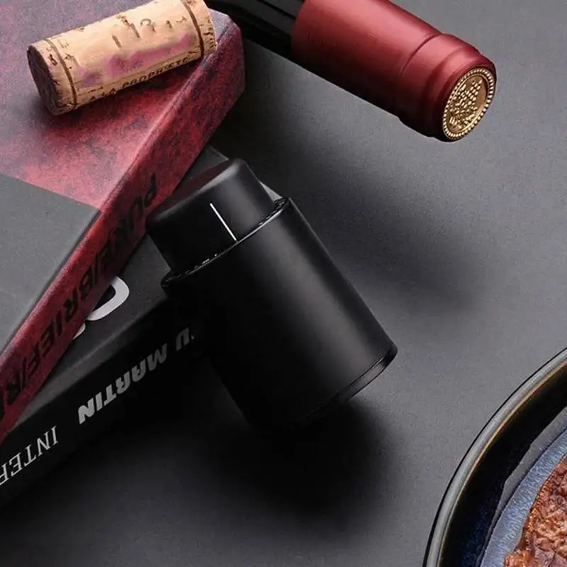 

Black ABS Vacuum Wine Bottle Stopper Sealed Storage Vacuum Memory Wine Stopper Push Style Bar Tools Barware Wine Cork