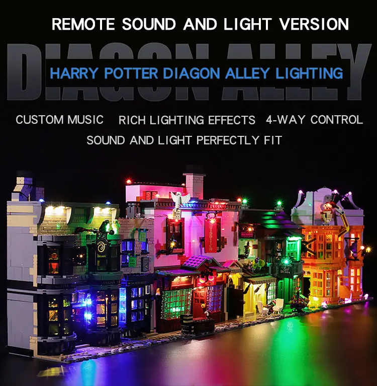 

The LED Lighting Kit for lego75978 Potter Diagon Alley Sound Light Version(only light) building block light